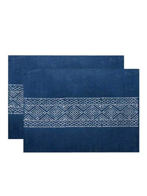 hand block printed laminated jute table placemats by rajrang - 14043355 - Very Small Image - 1