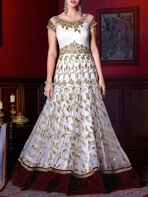 cream net unstitched suit - 14044296 - Very Small Image - 1