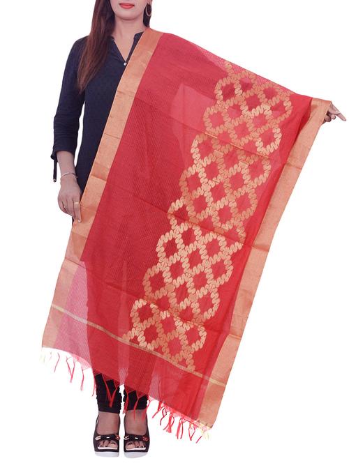 red woven dupatta - 14044886 - Very Small Image - 1