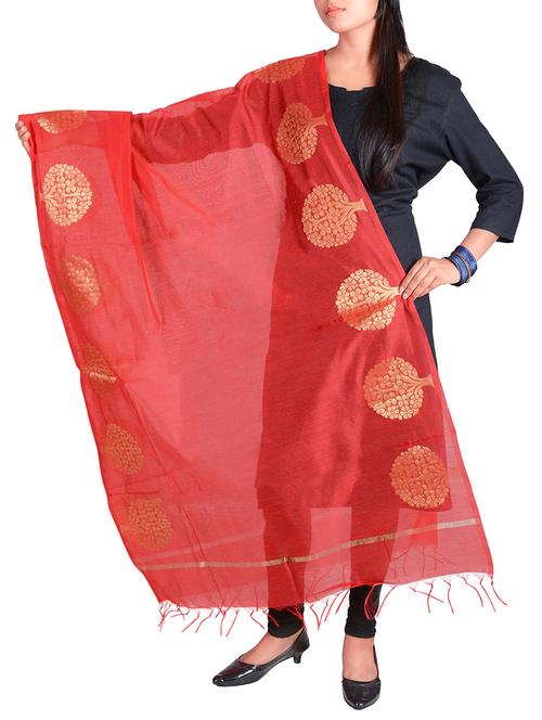 red woven dupatta - 14044896 - Very Small Image - 1