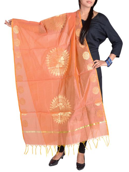 orange woven dupatta - 14044900 - Very Small Image - 1