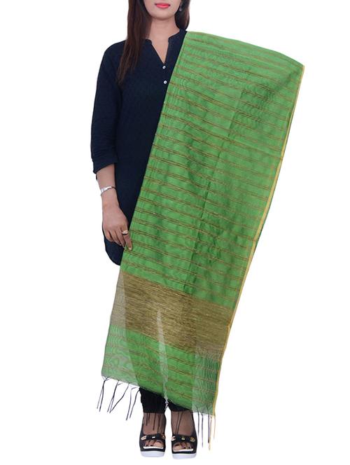 green woven dupatta - 14044911 - Very Small Image - 1