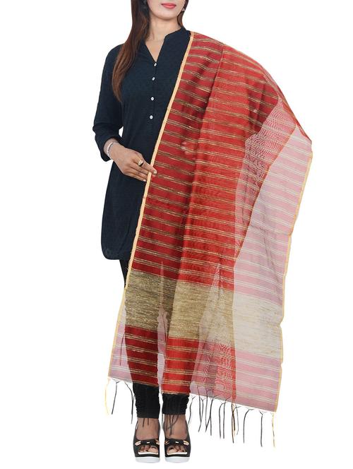 maroon woven dupatta - 14044915 - Very Small Image - 1