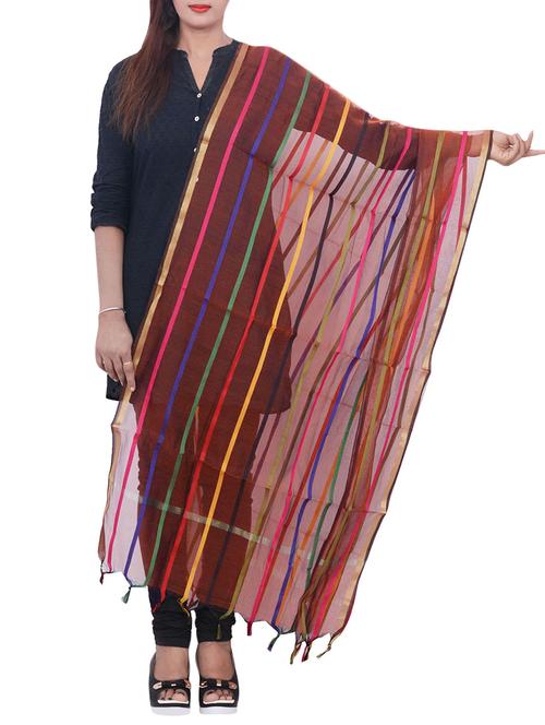 orange woven dupatta - 14044918 - Very Small Image - 1