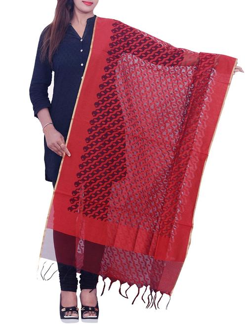 red woven dupatta - 14044931 - Very Small Image - 1