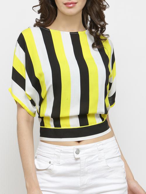 yellow viscose crop top - 14046986 - Very Small Image - 1