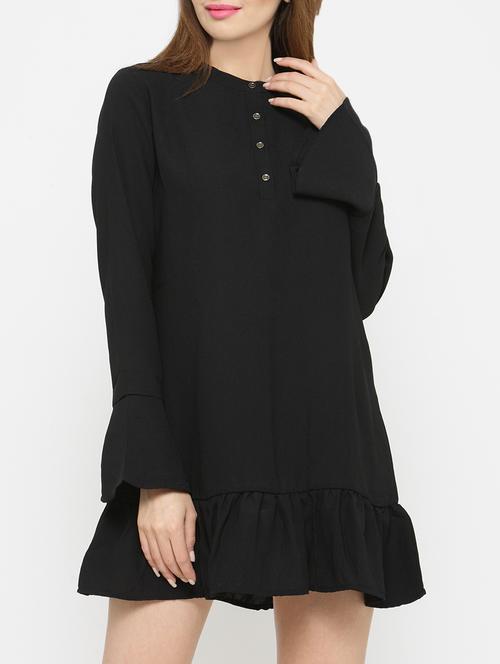 black flute sleeve shift dress - 14047055 - Very Small Image - 1