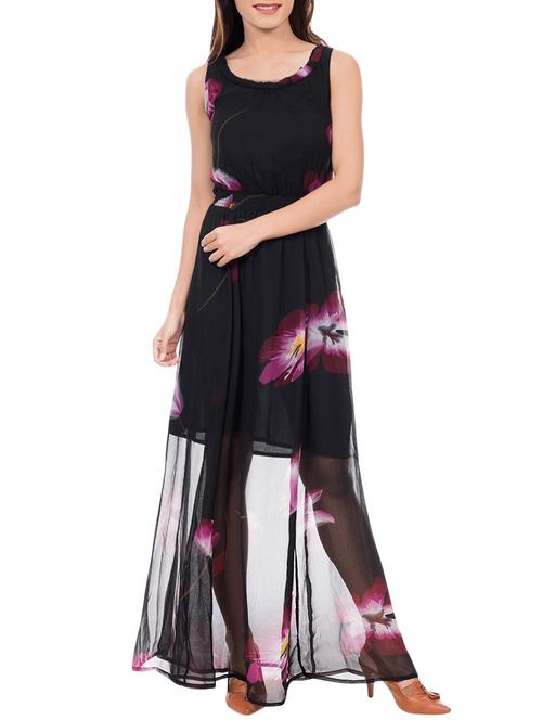 black printed georgette dress - 14047422 - Very Small Image - 1