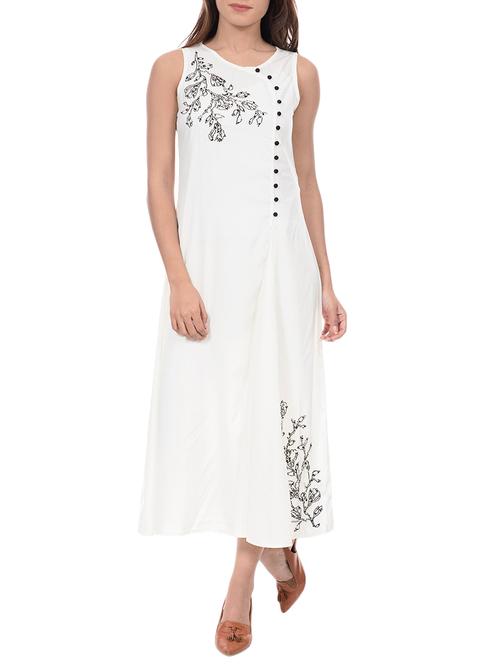 white crepe aline dress - 14047426 - Very Small Image - 1