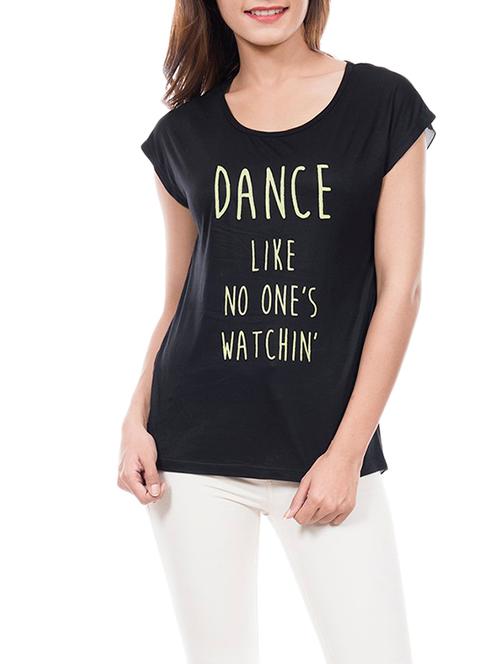 slogan print solid t-shirt - 14047434 - Very Small Image - 1