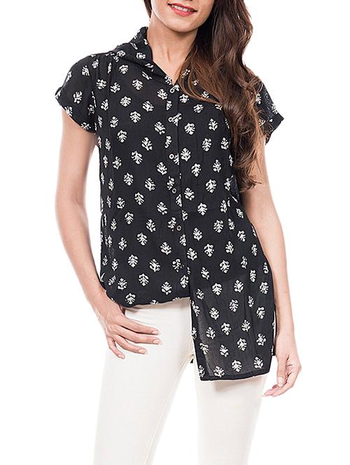 short sleeved printed hooded top - 14047435 - Very Small Image - 1