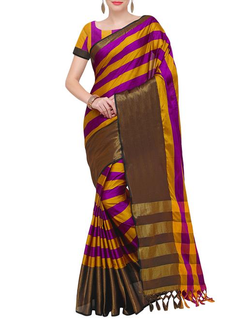 stripes woven saree with blouse - 14049006 - Very Small Image - 1