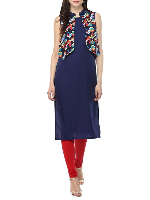 women's kurta with jacket kurta - 14049322 - Very Small Image - 1
