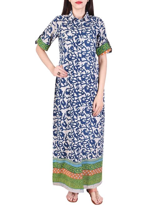 indigo printed aine shirt dress - 14052243 - Very Small Image - 1