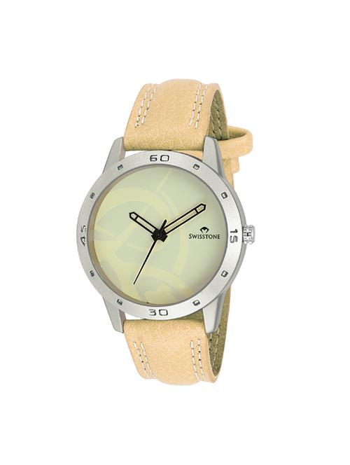 swisstone ivy061 tan leather strap stylish wrist watch for men - 14054806 - Very Small Image - 1