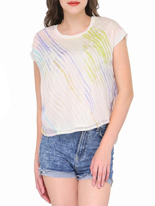 cream polyester asymmetric top - 14055345 - Very Small Image - 1