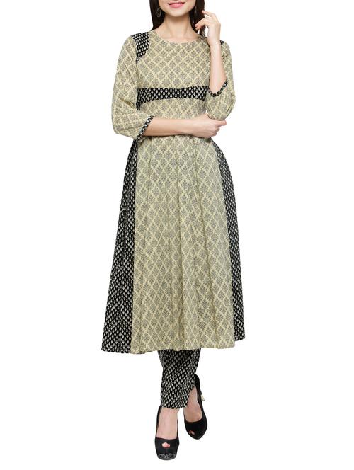 flared block print kurta - 14062065 - Very Small Image - 1