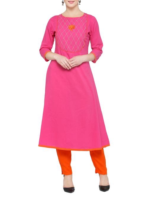 embroidered a-line kurta - 14062073 - Very Small Image - 1