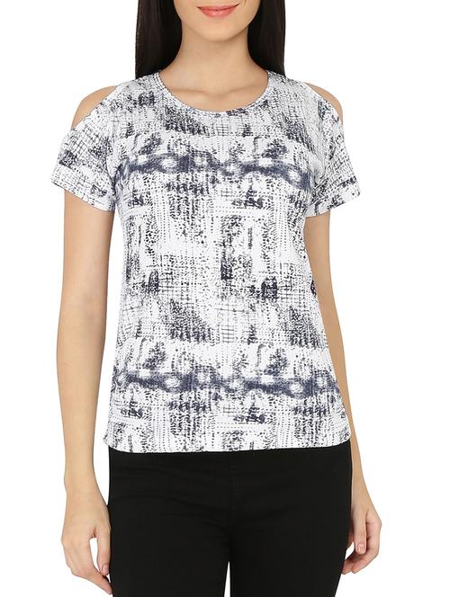 cold shoulder abstract printed top - 14063918 - Very Small Image - 1
