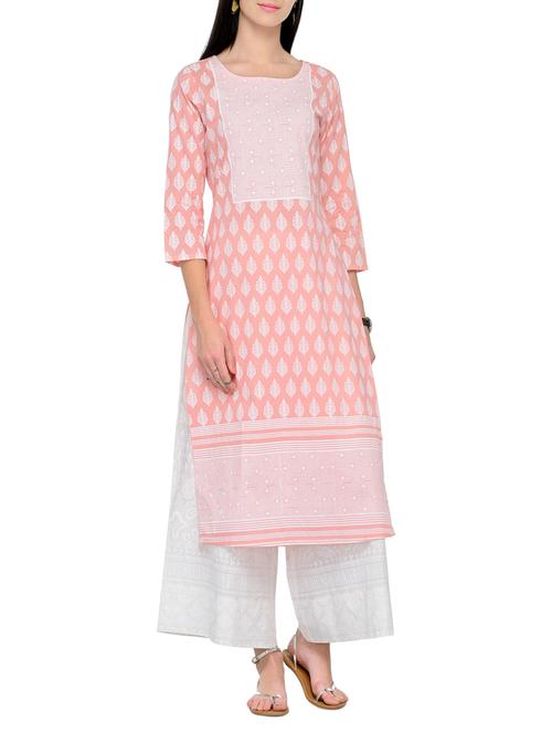khadi printed kurta & palazzo set - 14064647 - Very Small Image - 1