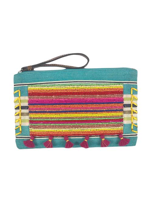 jungli murgi multi colored cotton pouch clutch - 14064681 - Very Small Image - 1