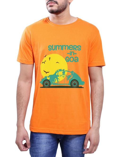orange cotton t-shirt - 14065006 - Very Small Image - 1