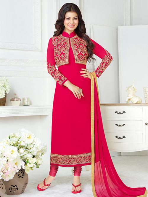 embroidered unstitched churidaar suit - 14067125 - Very Small Image - 1