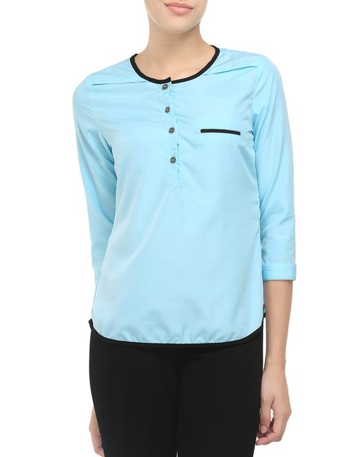 light blue poly crepe top - 14068946 - Very Small Image - 1