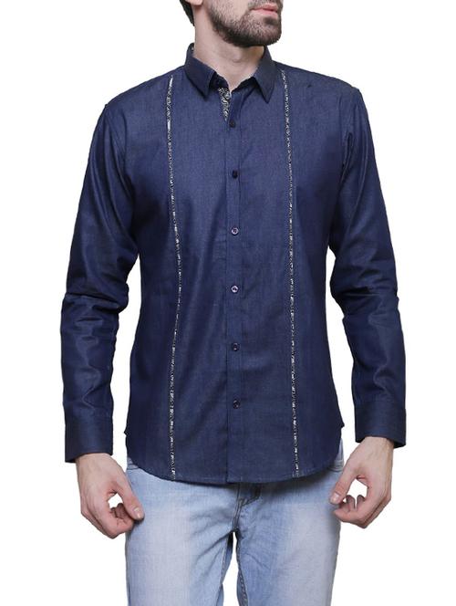blue denim casual shirt - 14069223 - Very Small Image - 1