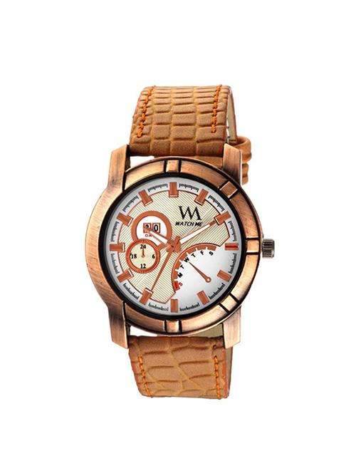 watch me white dial brown leather watch for men wmal-223twx - 14069472 - Very Small Image - 1