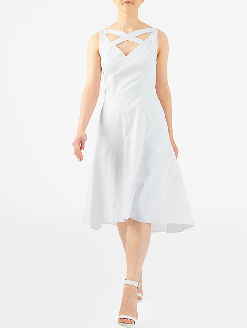 i wear my style white cotton fit & flare dress - 14069766 - Very Small Image - 1