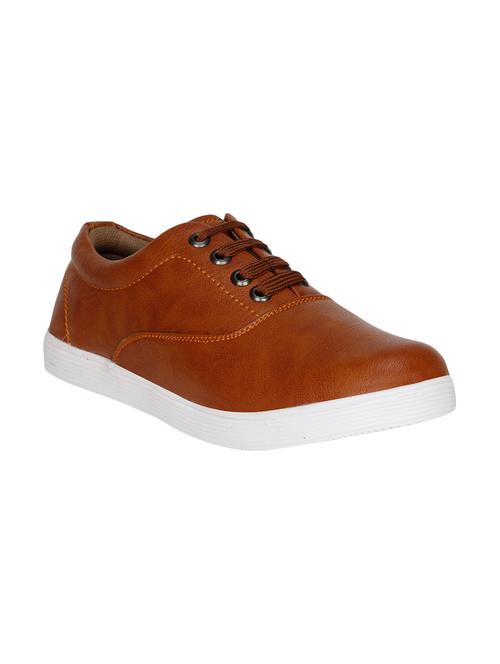 tan leatherette lace up sneaker - 14069885 - Very Small Image - 1