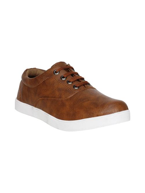 tan leatherette lace up sneaker - 14069886 - Very Small Image - 1