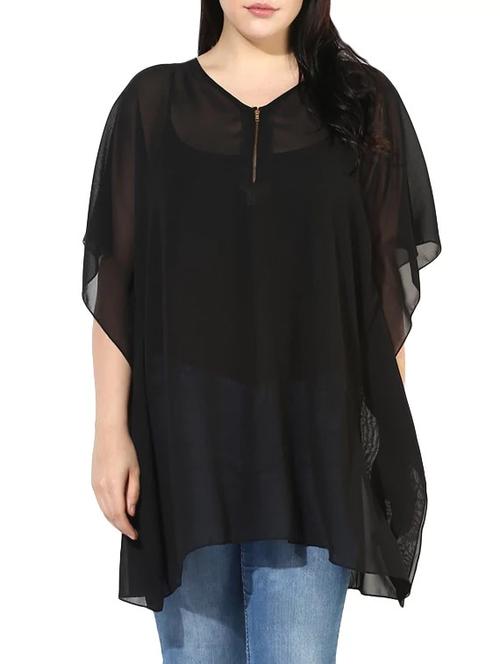zipper closure sheer plus kaftan - 14070642 - Very Small Image - 1