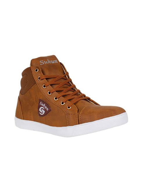brown leatherette lace up sneaker - 14074907 - Very Small Image - 1