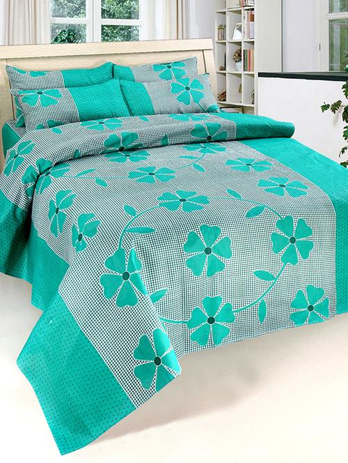 printed cotton double bed sheet with 2 pillow covers by shopaholic - 14075317 - Very Small Image - 1