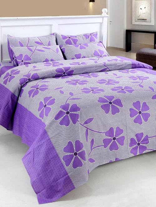 printed cotton double bed sheet with 2 pillow covers by shopaholic - 14075410 - Very Small Image - 1