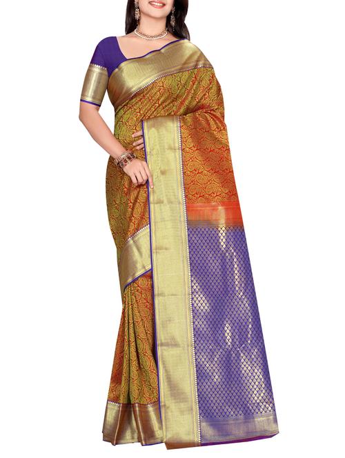 yellow art silk woven saree with blouse - 14076320 - Very Small Image - 1