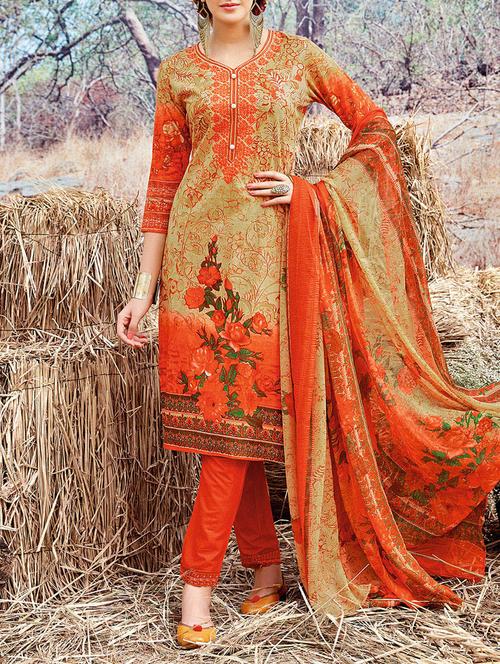 multicolored straight pant suit dress material - 14076448 - Very Small Image - 1