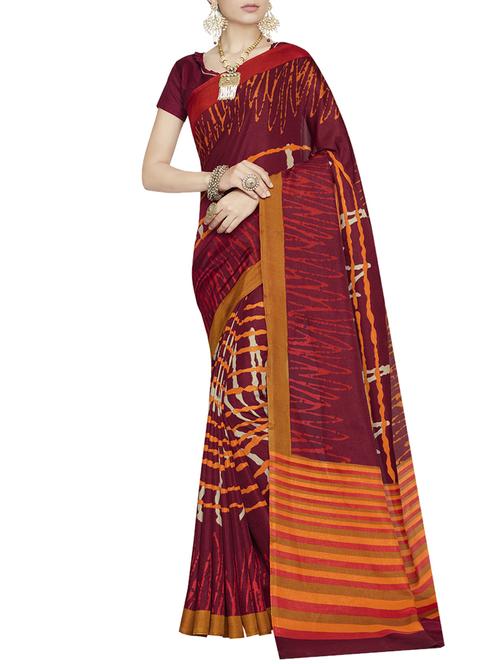 abstract printed saree with blouse - 14076886 - Very Small Image - 1
