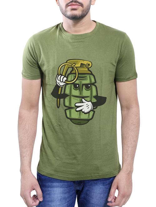 olive green cotton t-shirt - 14077451 - Very Small Image - 1