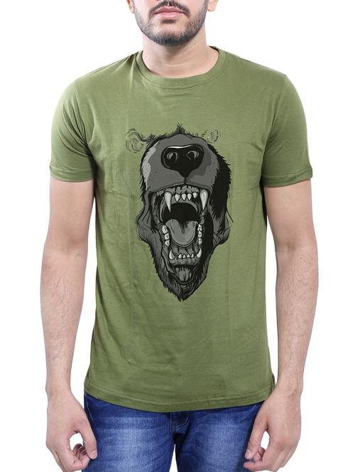 olive green cotton t-shirt - 14077464 - Very Small Image - 1
