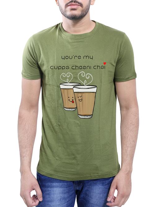 olive green cotton t-shirt - 14077467 - Very Small Image - 1