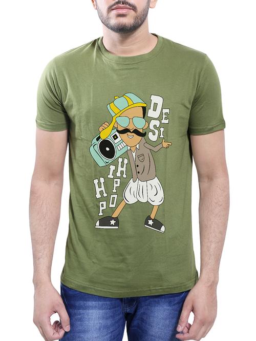 olive green cotton t-shirt - 14077471 - Very Small Image - 1