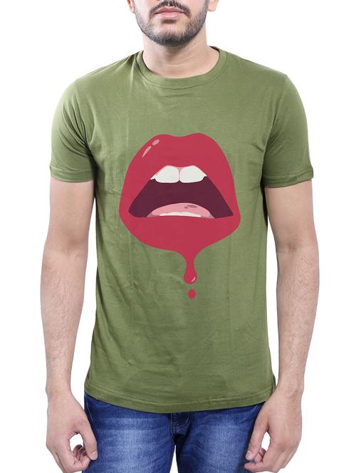 olive green cotton t-shirt - 14077495 - Very Small Image - 1