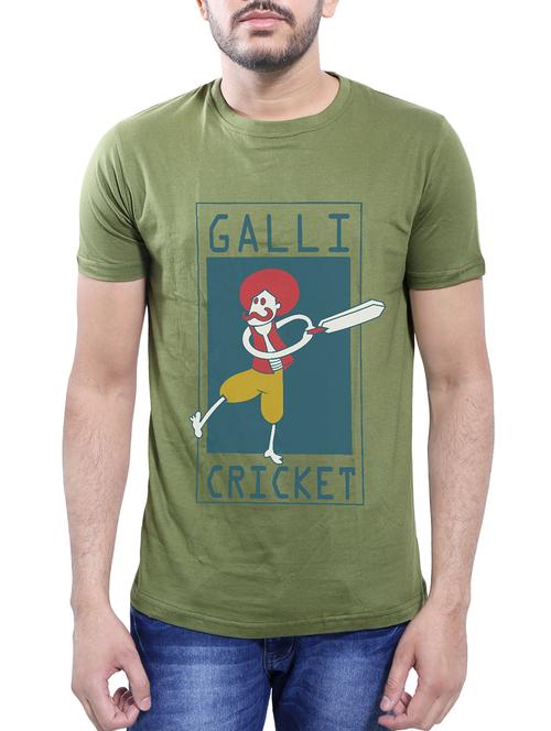 olive green cotton t-shirt - 14077502 - Very Small Image - 1