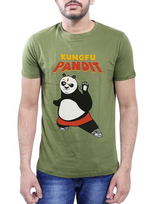 olive green cotton t-shirt - 14077504 - Very Small Image - 1