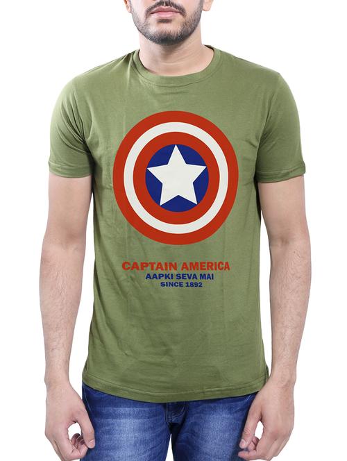olive green cotton t-shirt - 14077508 - Very Small Image - 1