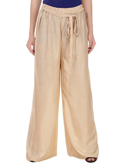 beige rayon palazzos - 14077890 - Very Small Image - 1