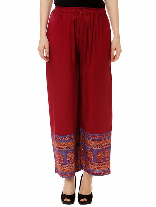 red rayon palazzos - 14077902 - Very Small Image - 1